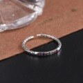 wholesale 925 Silver Open Ring Korean Style Ins Niche Design with Micro-Inlaid Zircon and Retro Pattern Carving-0-2