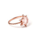 wholesale S925 Sterling Silver New Korean and Japanese Light Luxury Ring, Romantic Rose Gold-Plated Rose Quartz, Fresh Women's Band-0-1
