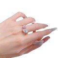 wholesale 18K White Gold MoJing Jewelry New High Carbon Diamond Drop White Diamond Ice Flower Cut Imported Pink Diamond Radiant Open Ring-0-4