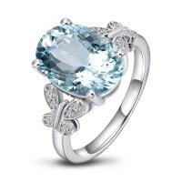 S925 Silver Pigeon Egg Topaz Ring, Sky Blue, Clearance Sale with Free Shipping.-Size H [Clearance Sale with Free Shipping]  US Size 4