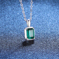 S925 Sterling Silver Lab Emerald Ruby Sapphire Moissanite Simple Necklace Wholesale-0-0