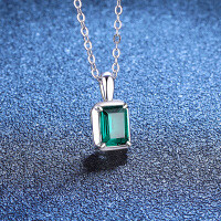 S925 Sterling Silver Lab Emerald Ruby Sapphire Moissanite Simple Necklace Wholesale-Cultured Emerald Zambia 5×7mm  925 Silver