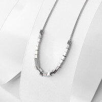 wholesale S925 Sterling Silver Women's Necklace, Minimalist Small Block Pendant Collarbone Chain with a Luxe and Subtle Niche Design-Small Square Necklace 925 Silver