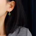 wholesale 925 Silver Inlaid Natural Hetian Jade Jasper Stud Earrings, New Chinese Style Live Streaming Hit-0-3