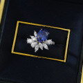 wholesale 925 Silver Synthetic Sapphire Ring Oval 7*9 Ice Flower Design High-End New Women's Ring-0-3