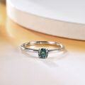 wholesale S925 Sterling Silver Green Moissanite 05 Carat Four-Prong Setting Ring with GRA Certificate Light Luxury Gemstone Ring-0-3