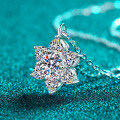 S925 Silver All-Moissanite Snowflake Pendant Necklace-0-0