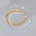 wholesale S925 Sterling Silver French Sparkling Wide Braided Chain Four-Row Golden Dragon Tank Light Luxury Hand Jewelry S5997-0-0