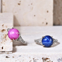 wholesale S925 Silver European and American Luxury Design High-End Ring with Lab-Created Six-Ray Star Ruby and Sapphire-Starlight Ruby Ring>US Size 10