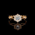S925 Silver Moissanite Flower Asymmetric Women's Wedding Ring, 1 Carat-0-1