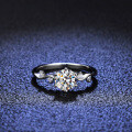 Silver Moissanite Four-Prong Ins Tail Ring Live Stream Wholesale-0-0