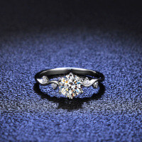 Silver Moissanite Four-Prong Ins Tail Ring Live Stream Wholesale-1 carat (D color moissanite)  10 yards