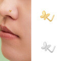 wholesale 925 Sterling Silver Butterfly Nose Ring With L-shaped For Women-0-1