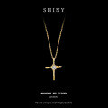 S925 Silver Hip-Hop Cross Pendant Necklace with Moissanite, Street Style-0-4