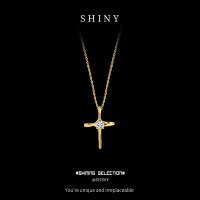 S925 Silver Hip-Hop Cross Pendant Necklace with Moissanite, Street Style-S925 sterling silver, 18K gold, and 30-point moissanite.