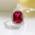 wholesale S925 Silver New Style 8*10 Cushion Cut Pigeon Blood Red Cocktail Ring with Micro-Setting, Hot Sale in Europe and America-0-3