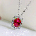 wholesale 925 Sterling Silver with High Carbon Diamonds, 2 Carat Simulated Ruby Women's Pigeon Blood Red Pendant,Ins。-0-2