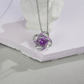 wholesale S925 sterling silver small niche women's necklace with rotating four-leaf clover pendant, micro-paved cubic zirconia, for Valentine's Day 520 gift-0-3