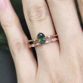 wholesale S925 Sterling Silver New Stackable Natural Moss Agate Ring Set with Moss Gemstone Cross-Border Best Seller-0-2