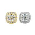 925 Sterling Silver Hip-Hop American Style Moissanite Square D Color Unisex Earrings-0-3