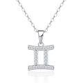 S925 Silver Zodiac Necklace with Moissanite, Customizable Women's Pendant-0-8
