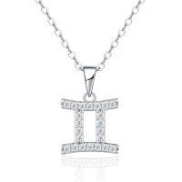 S925 Silver Zodiac Necklace with Moissanite, Customizable Women's Pendant-P16598 Moissanite 1.6mm*22 beads  925 Silver (Pendant with chain)
