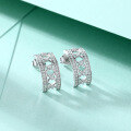 wholesale 925 Sterling Silver Zircon Inlaid Women's Exquisite European Style Semi-Hoop Earrings Earrings-0-2