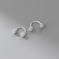 wholesale 925 Sterling Silver Exquisite Korean-style Unique Design Full Diamond Round Ball C-shaped Threaded Ear Hook M06634-0-0