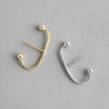 wholesale S925 Sterling Silver 825 Korean Version INS Minimalist Style Simple Bead C-shaped Women's Earrings Ear Clasp Silver Earrings-0-0