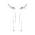 wholesale 925 Sterling Silver Wing Feather Tassel Ear Hook with Zirconia Earrings for Women, Ins Light Luxury High-End Sense-0-4