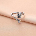 wholesale 925 Silver Korean Retro Vintage Rose Flower Ring Minimalist Design Ins Band-0-3