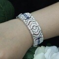 wholesale 925 Silver Gold-Plated Bracelet with High-Carbon Diamonds, Peacock Blue, Art Deco, Royal Blue, Western Antique Vintage Women's Bracelet-0-1