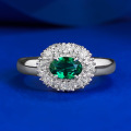 wholesale S925 Silver Jewelry Live New 4*6mm Oval Simulated Emerald Ring Daily Luxury Style-0-5