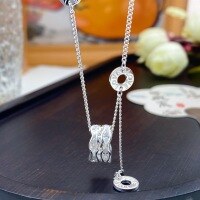 wholesale Sterling Silver Maker S999 Double Row Pattern Love Hoop Small Waist Necklace Fashion Luxury Versatile Design Sense Collarbone Chain-Pure Silver Ribbed Waist Necklace Pure Silver