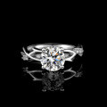 925 Silver Moissanite Ring Women's Cross Vine Branch Inlaid-0-2