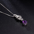 wholesale 925 Silver New Design Jewelry Amethyst Gemstone Pendant French Romantic Natural Colored Gemstone Necklace Pendant-0-2