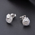 wholesale S925 Sterling Silver Fashionable and Elegant Diamond-Studded Earrings, Korean Style Simple Zircon Ear Accessories, Women's Small Fresh Ear Studs-0-2
