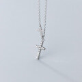 wholesale S925 Silver Women's Korean-style Elegant Cross Pendant Full Diamond Necklace Fashion Minimalist Collarbone Chain D5628-0-1