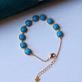 wholesale 18k gold-plated sterling silver natural turquoise bead bracelet with a simple and stylish design, versatile for women-0-1