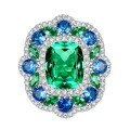 wholesale S925 Silver New Secret Garden 8*10 Simulated Green Tourmaline Ring, European and American Style Ins Live Streaming Best Seller-0-0