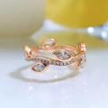 wholesale New Design Leaf Full Diamond Ring, Fashionable and Versatile Small Stacking Ring, in Metal Material-0-1
