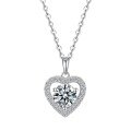 S925 Sterling Silver Moissanite 1 Carat Heart-Shaped Pendant Necklace-0-3