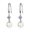 wholesale S925 Silver 5A Freshwater Flawless Pearl Earrings for Women with Moissanite, Fashionable Korean Style Elegant Earrings, Simple and Popular-0-4