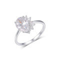 wholesale S925 Gold-Plated Oval Moissanite Ring for Women, Petal Design, Light Luxury Style, Commemorative Gift, Best-Seller-0-4