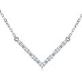 wholesale 18K gold-plated S925 sterling silver cross-border best-selling moissanite V-shaped necklace, minimalist and versatile small trendy collarbone chain-0-4