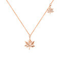 wholesale 925 Sterling Silver Gold-Plated Zircon Necklace, Bfirst Maple Leaf Pendant, Versatile and Elegant Collarbone Chain for Daily Wear-0-2