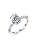 wholesale White Gold S925 Oval Moissanite Ring with Full Circle Small Stone Setting, Best-Selling Women's Ring on Independent Websites-0-5