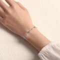 wholesale S925 Sterling Silver Maker's Ocean Heart Bracelet for Women, Korean Style Luxurious and Elegant Minimalist Blue Pink Lightning Jewelry-0-0