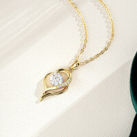 14K Gold Plated 925 Silver Moissanite Pendant Necklace for Women-1CT (Moissanite, D color)  925 Silver
