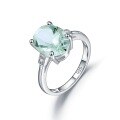 wholesale S925 Sterling Silver Natural 9*11mm Green Amethyst Ring Fashionable Elegant Green Spinel Large Carat Ring-0-4